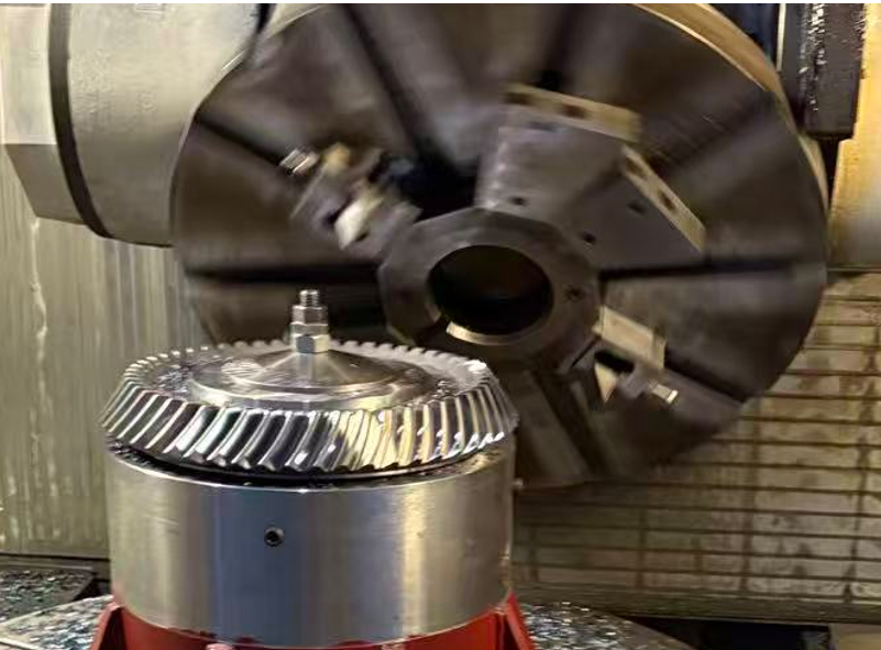 Spiral bevel gear in production for industrial power transmission
